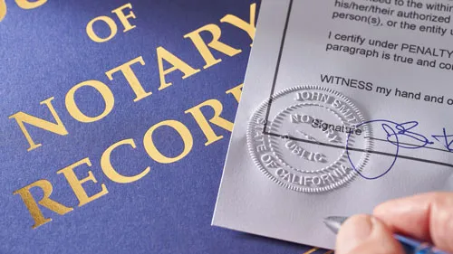 Photo of notary documents
